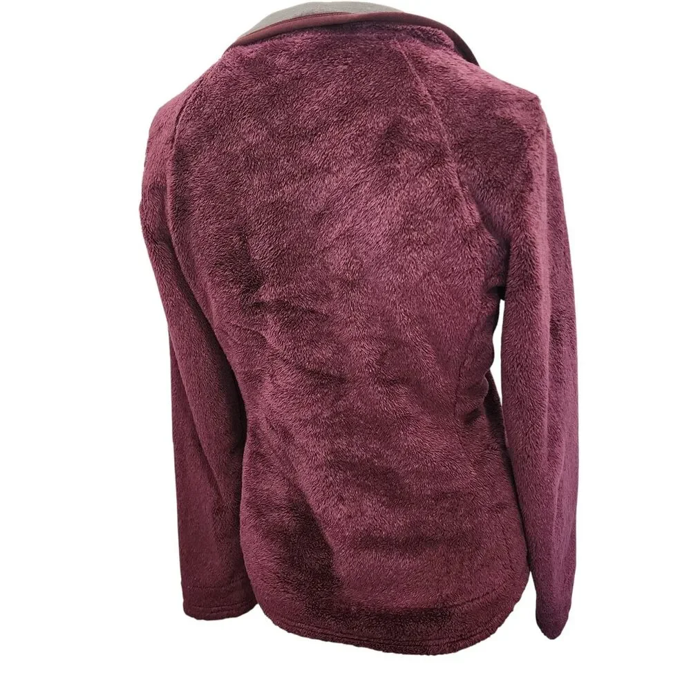 The‎ North Face Womens M Burgundy Fleece 1/4 Zip Pullover Jacket Kangaroo Pocket